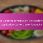 Hair Coloring: consultation thoroughness, application comfort, color longevity